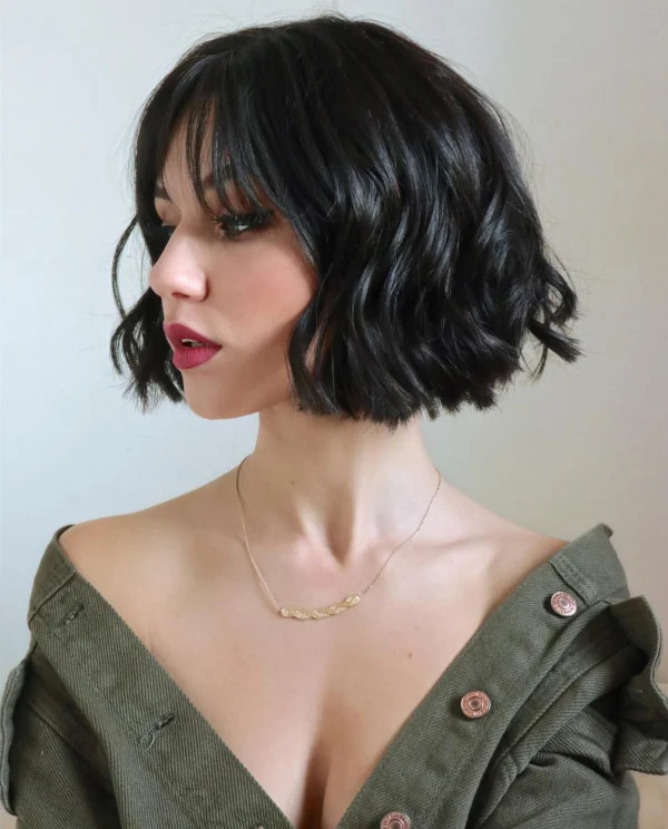 Short Bob With Blunt Bangs And Waves — Big Chop Hairstyles