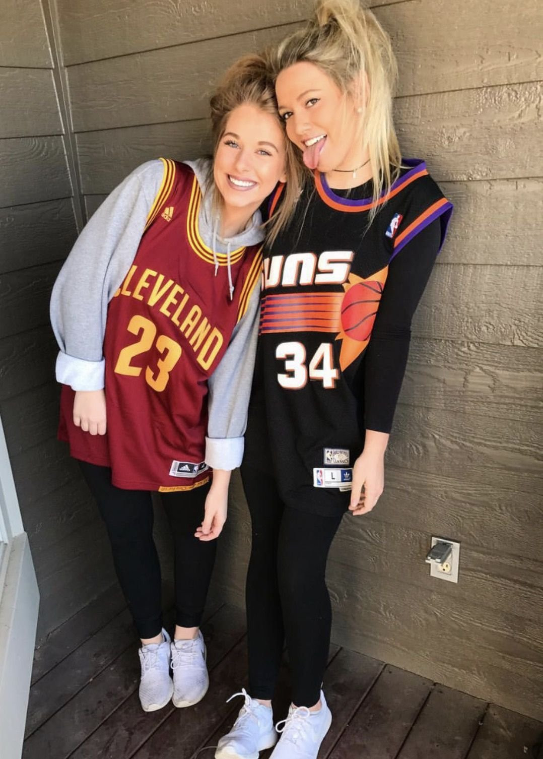 Dual Basketball Jerseys with Leggings for a Coordinated Fan Look — Basketball Game Outfits