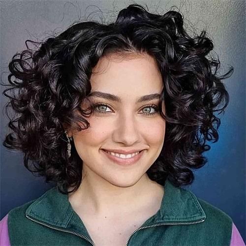Dark Brown Curly Bob — Haircuts for Heart Shaped Faces