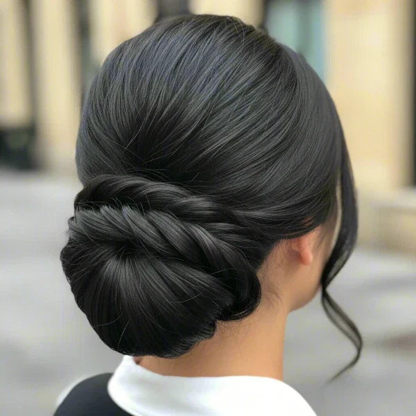 Low Braided Bun on Black Hair — Prom Updos