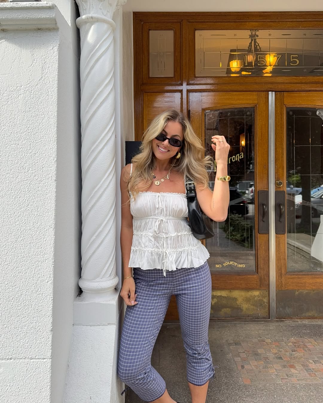 Ruched Camisole Top with Plaid Cropped Pants for a Casual Summer Ensemble — Tank Top Outfits