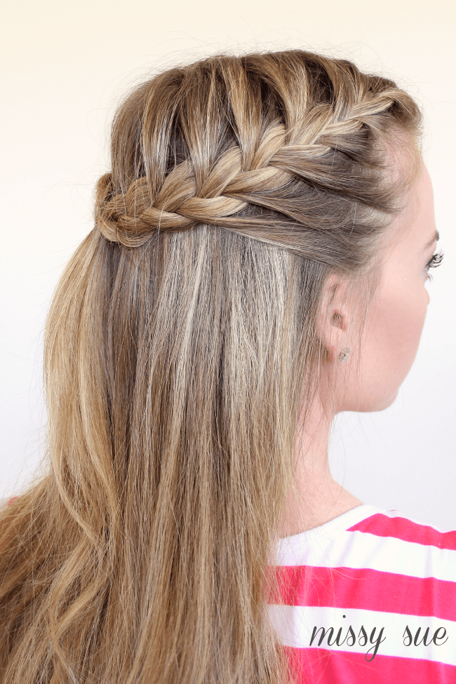Half-Up French Braid Crown — The Braid Is Neatly Done