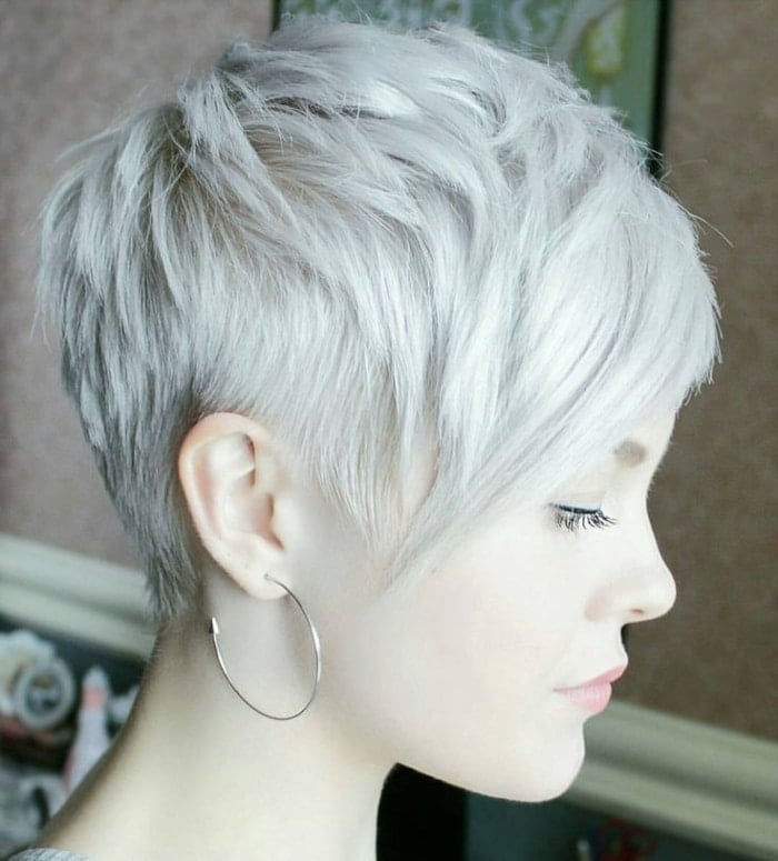 Edgy Silver Blonde Pixie — Pixie Cut for Thin Hair