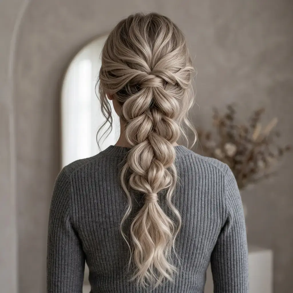 Ash Blonde Wavy Layered Braid — Dragon Braid
