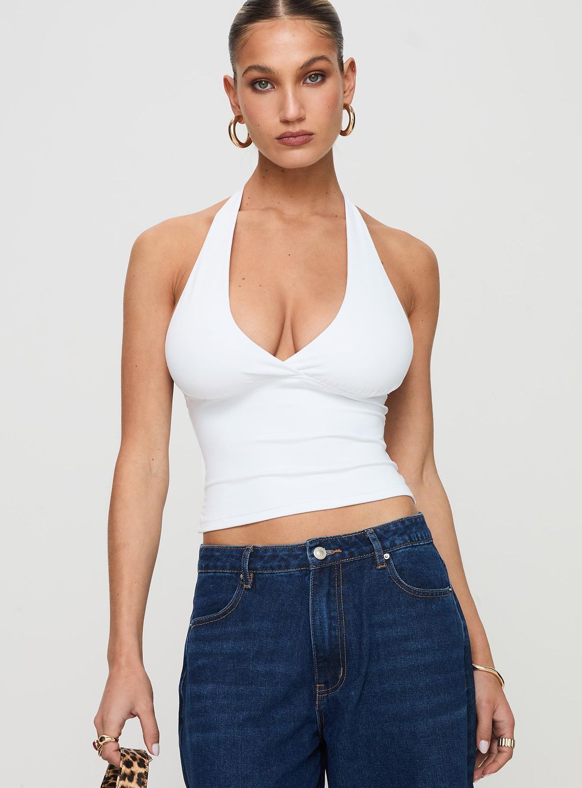 Backless Satin Halter Top for Parties — Halter Tops