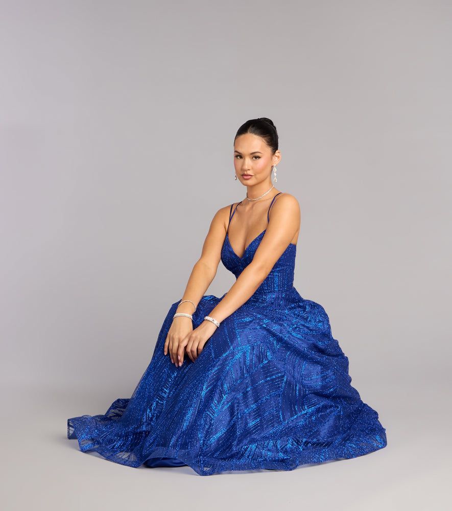 Royal Blue Sparkly Ball Gown with Full Skirt — Military Ball Dresses