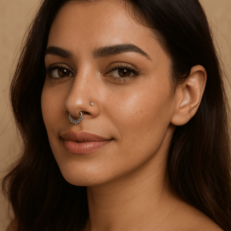 Geometric Septum Ring and Nostril Stud for a Modern Edge Geometric Septum Ring and Nostril Stud for a Modern Edge — Nose Piercing Ideas
