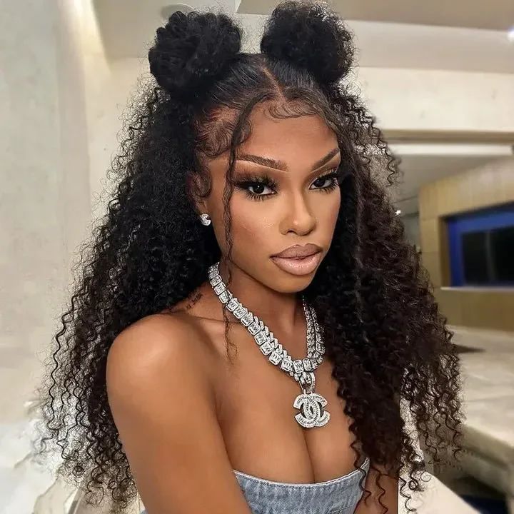 No Bangs Visual Idea — Half Up Half Down with Curls