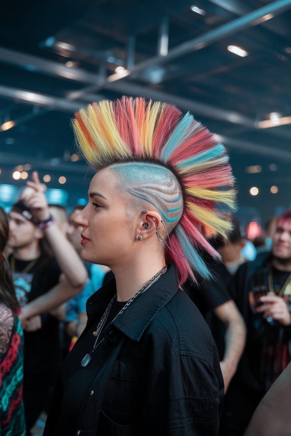 Rainbow Mohawk With Carved Undercut Rainbow Mohawk With Carved Undercut — Concert Hairstyles