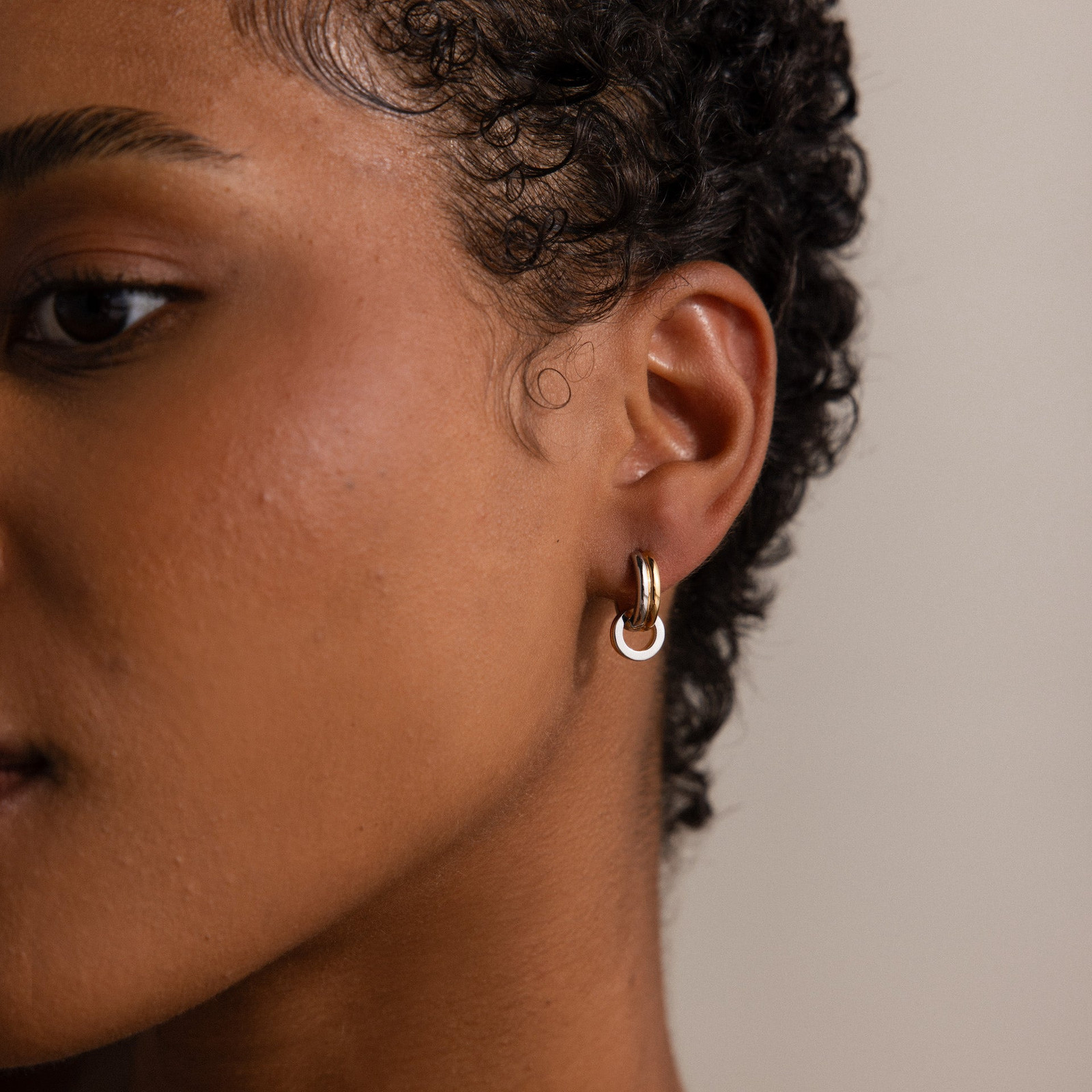Minimalist Double Hoop Mixed Metal Earrings Minimalist Double Hoop Mixed Metal Earrings — Mixed Metal Jewelry