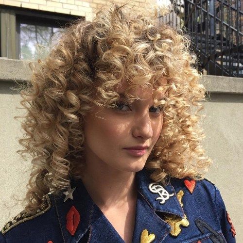 Fine Ash Blonde With Full Bangs Fine Ash Blonde With Full Bangs — Loose Perm