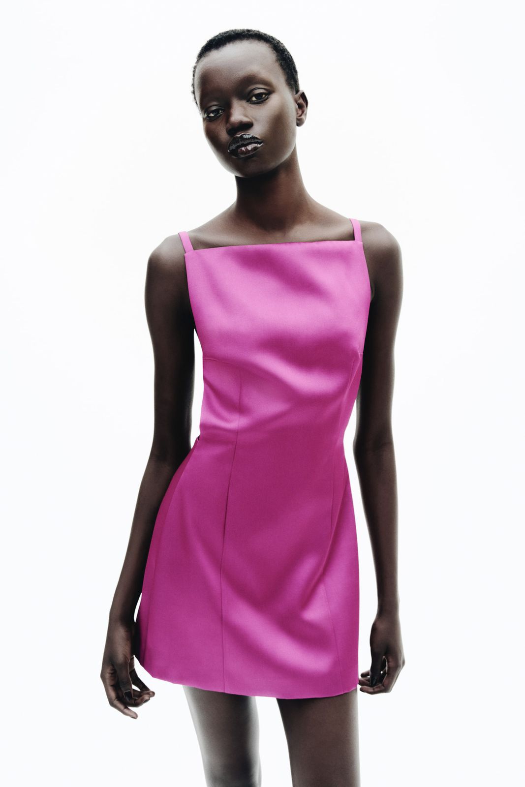 Vibrant Purple Satin Mini Dress for Parties — Sheath Dresses