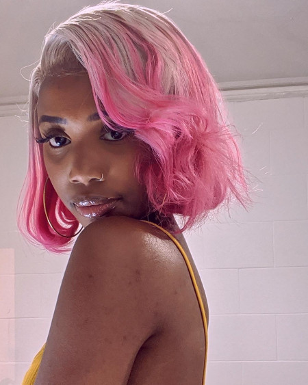 Blonde Bob With Pink Streaks — Bubblegum Pink Hair