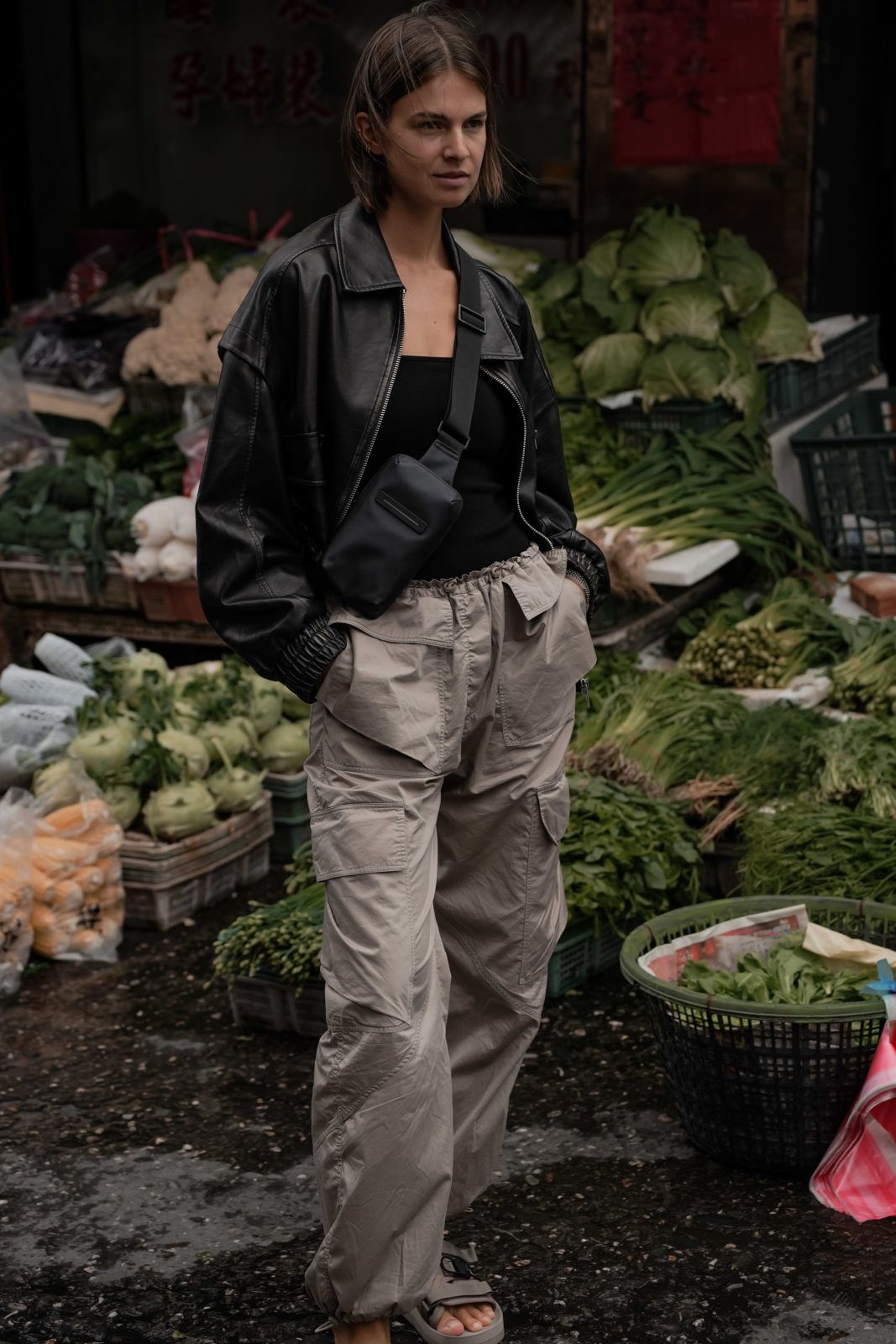 Edgy Leather Jacket and Cargo Pants Combo Edgy Leather Jacket and Cargo Pants Combo — Road Trip Outfits