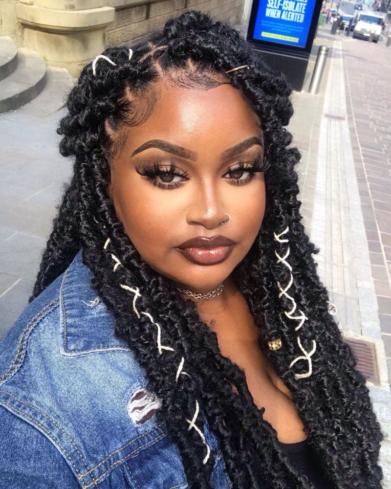 Mid-Back Butterfly Locs With Wraps — Distressed Locs