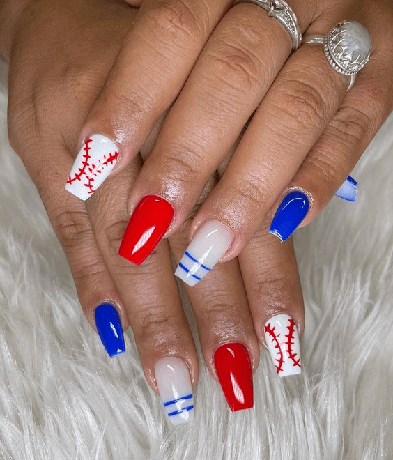 Square Mix Stitch Stripes and Solid Square Mix Stitch Stripes and Solid — Baseball Mom Nails