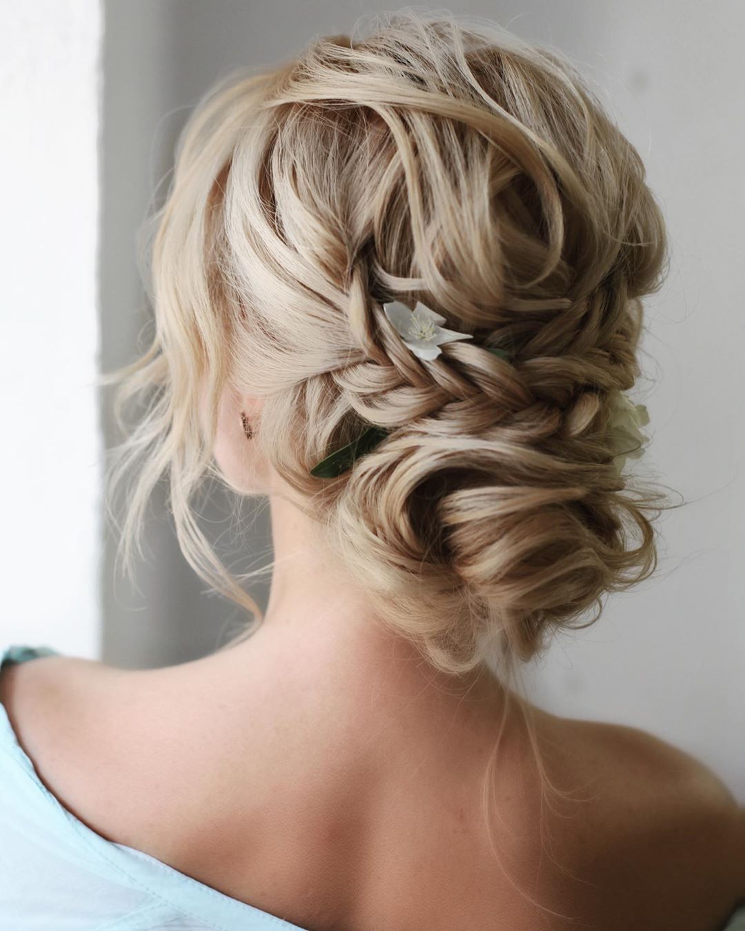 Platinum Blonde Romantic Braided Updo