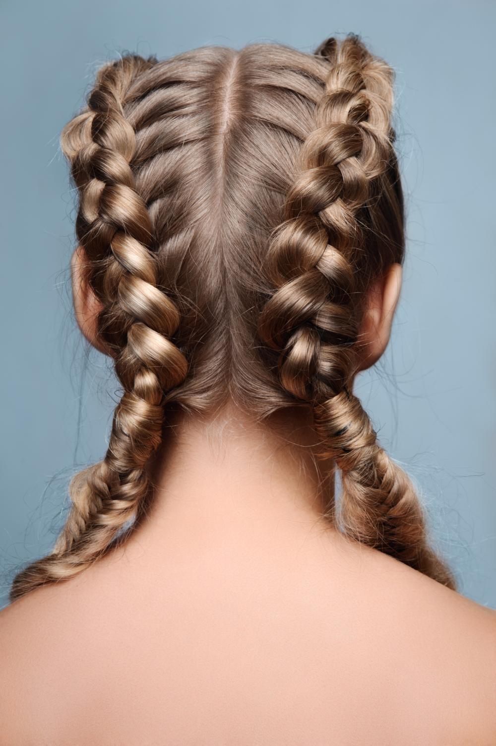 Red Shoulder Dutch Braids — Two Braids