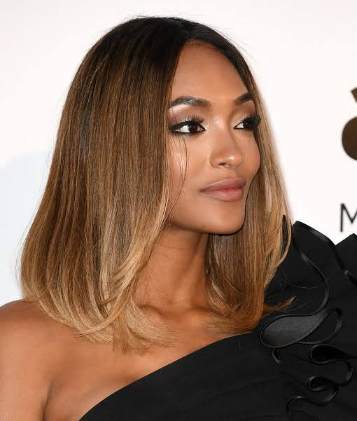 Dark Brown Lob with Honey Brown Highlights — Honey Brown Hair