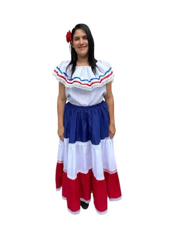 Traditional Dominican Colors in a Ruffled Tiered Dress Traditional Dominican Colors in a Ruffled Tiered Dress — Dominican Republic Outfits