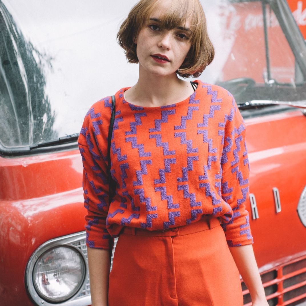 Bold Geometric Knit Sweater with Matching Trousers — Mexico City Outfits