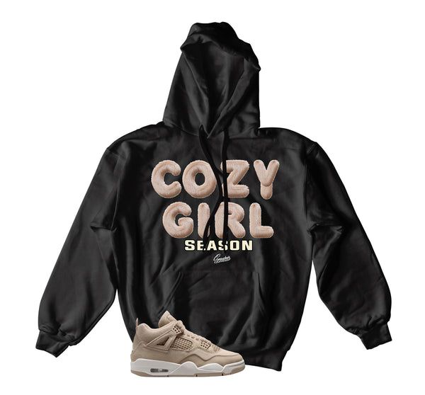 Cozy Vibes: Light Brown Jordan 4s with Graphic Hoodie Cozy Vibes: Light Brown Jordan 4s with Graphic Hoodie — Jordan 4 Outfits