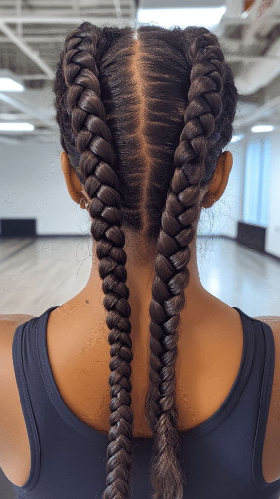 Two Thick Dutch Braids — Cheer Hairstyles