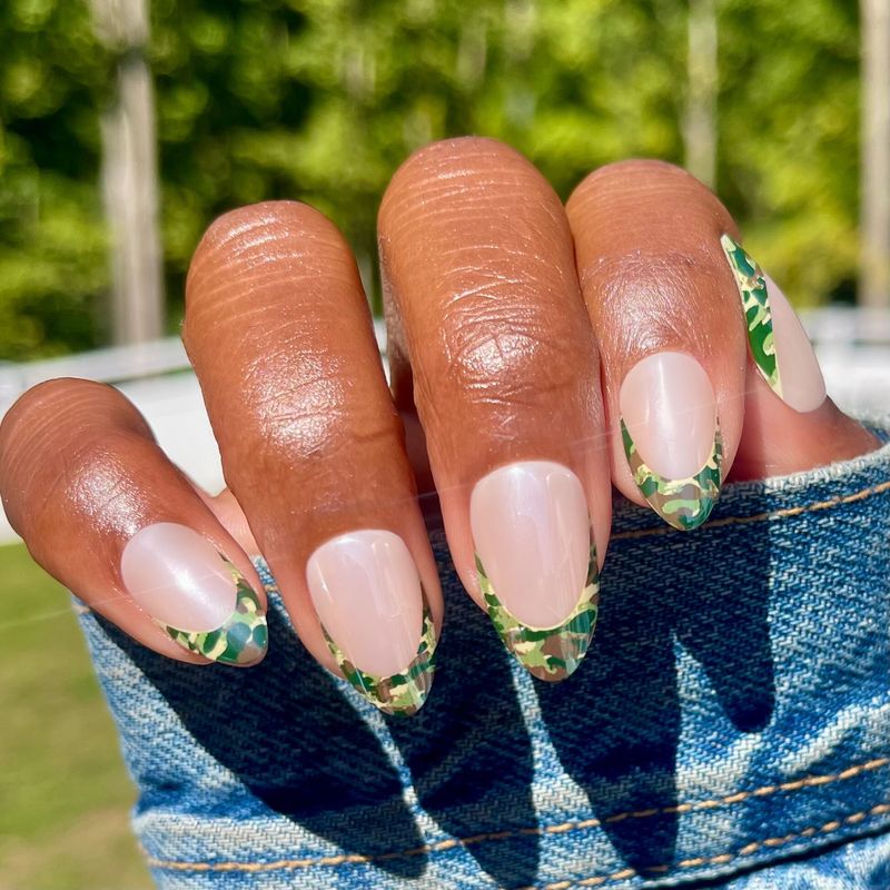 Camo French Tip Almond Nails Camo French Tip Almond Nails — Camo Nails