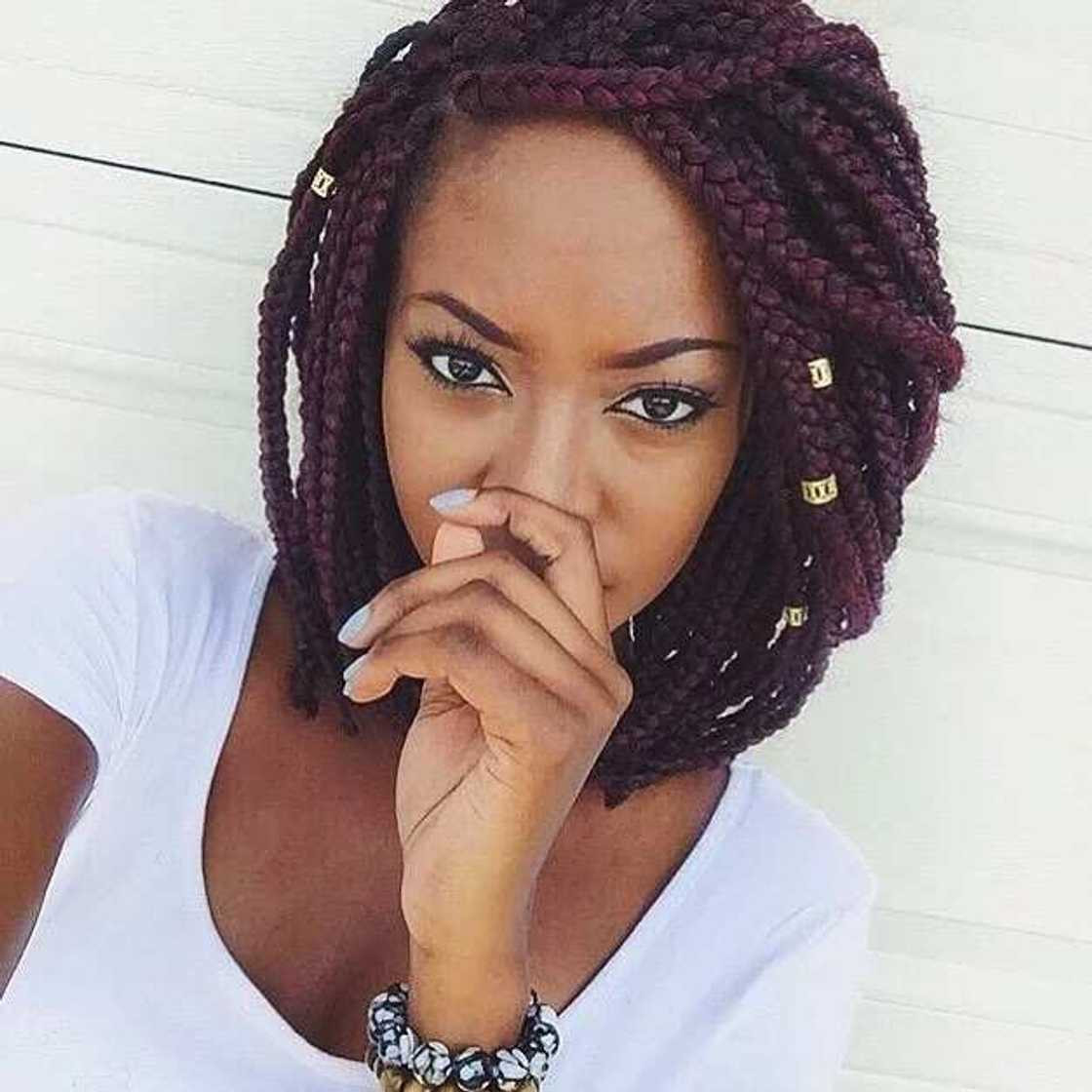Dark Purple Braided Bob with Side Part Dark Purple Braided Bob with Side Part