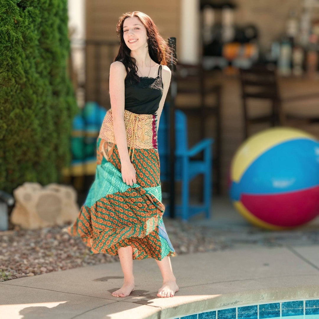 Vibrant Patchwork Maxi Skirt for Resort Casual — Sedona Outfits