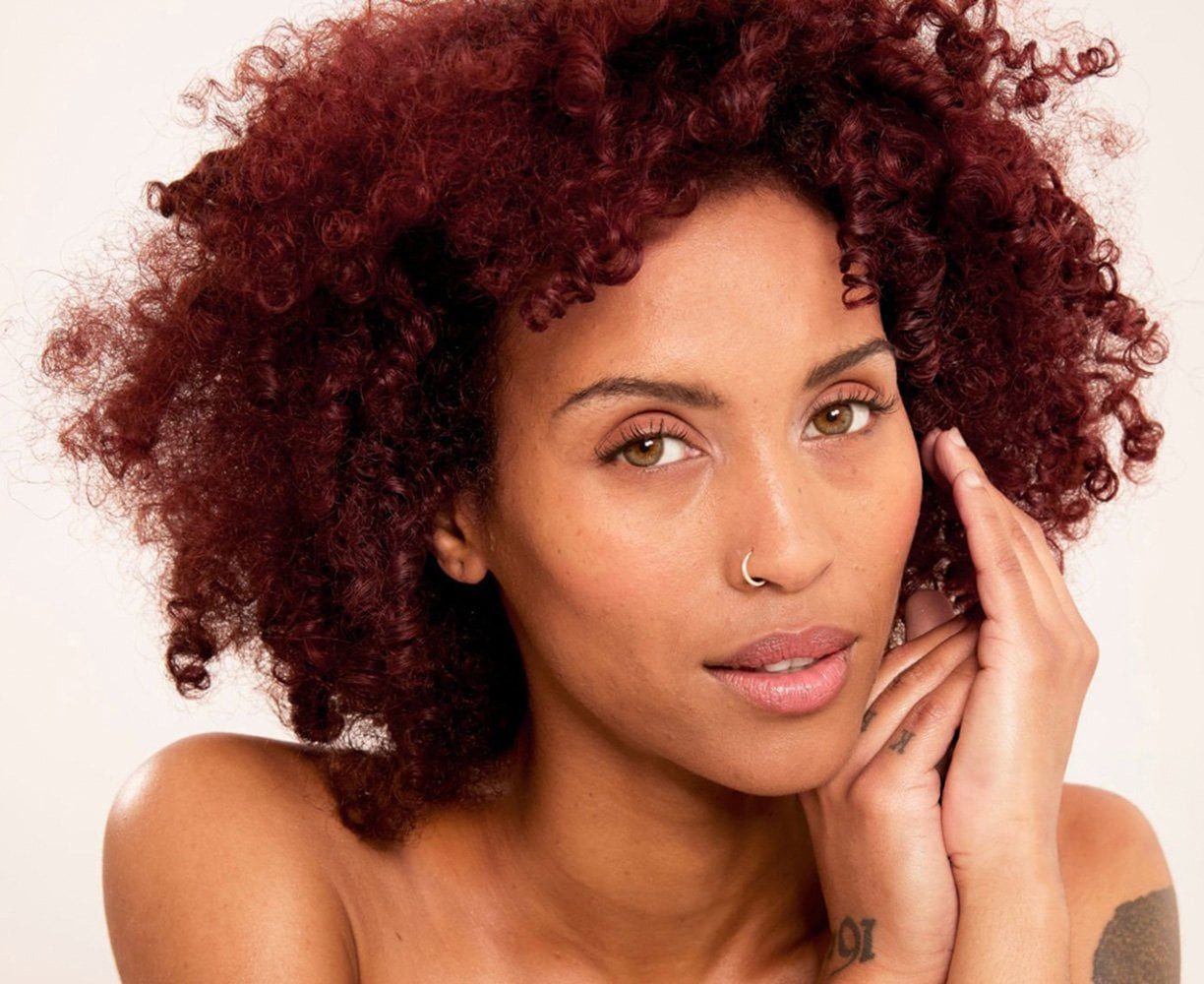 Deep Red Shoulder Length Curls — Red Hair Colors