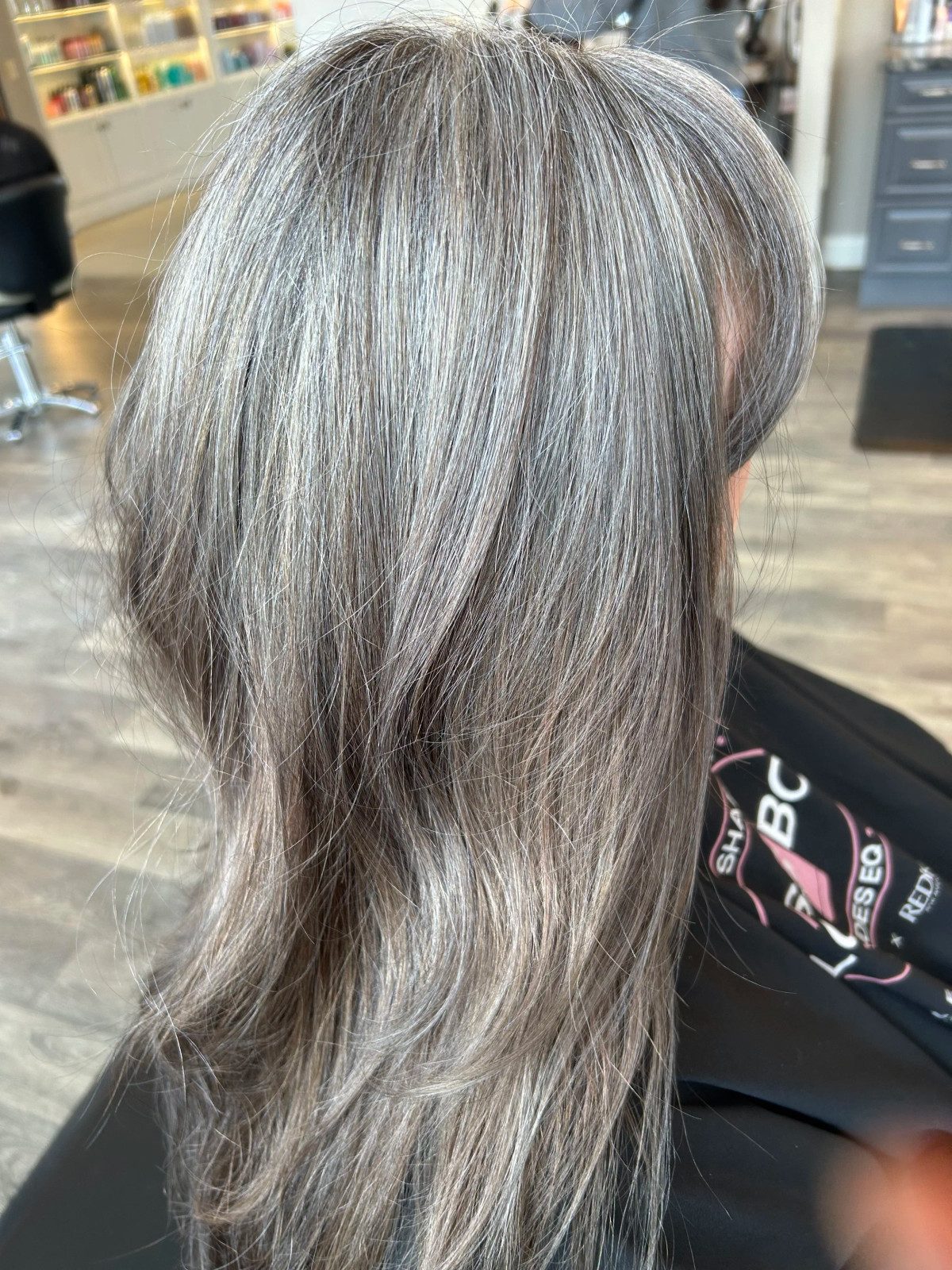 Collarbone Layers Visible Gray Blend Collarbone Layers Visible Gray Blend — Gray Blending for Dark Hair