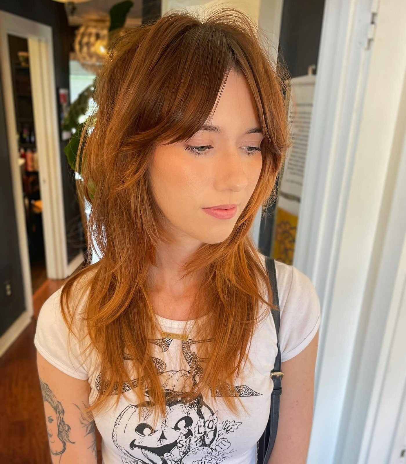 Collarbone Shag With Textured Copper Fringe Collarbone Shag With Textured Copper Fringe — Textured Fringe