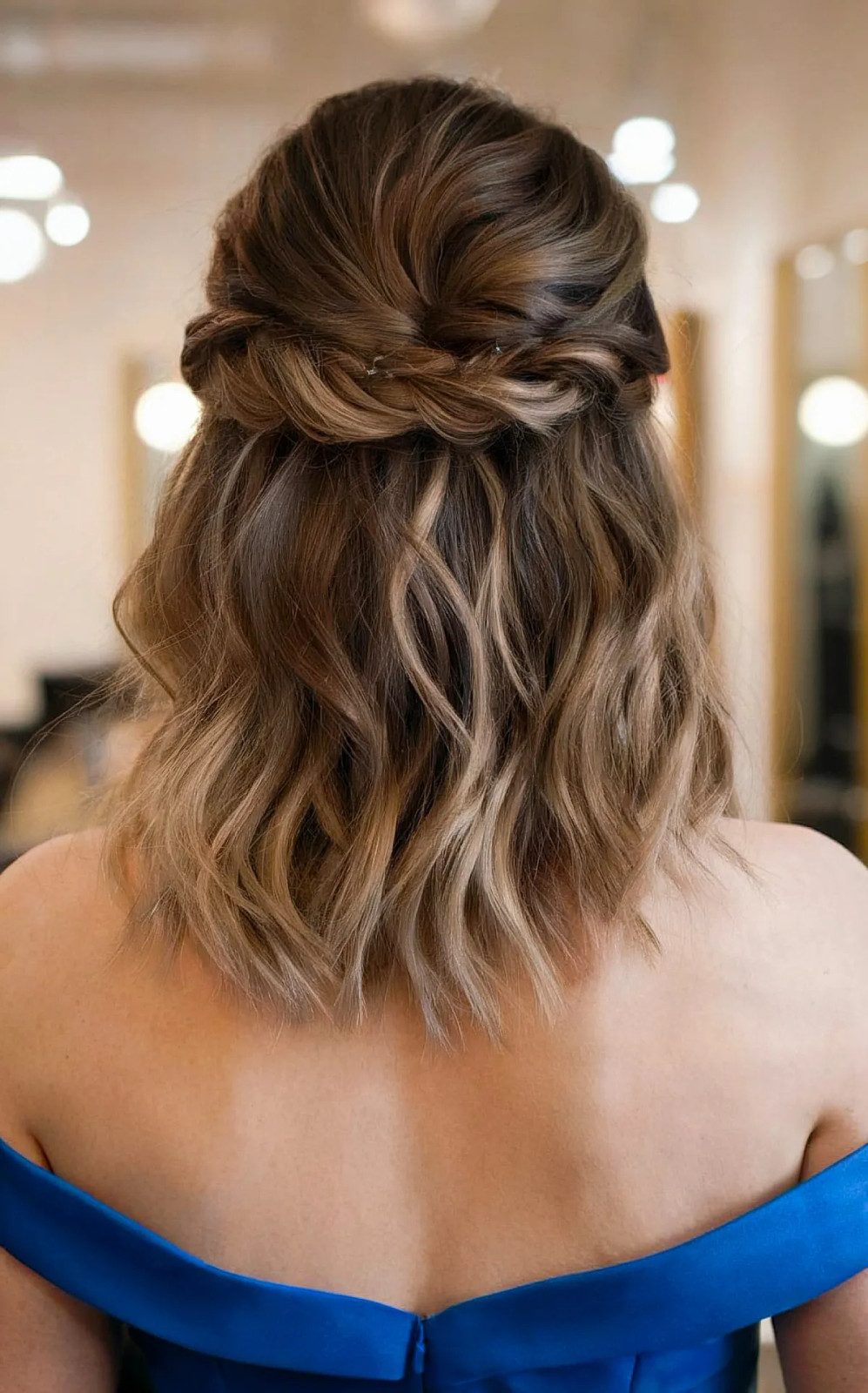 Half-Up Dark Blonde Braids and Waves Half-Up Dark Blonde Braids and Waves — Homecoming Updos