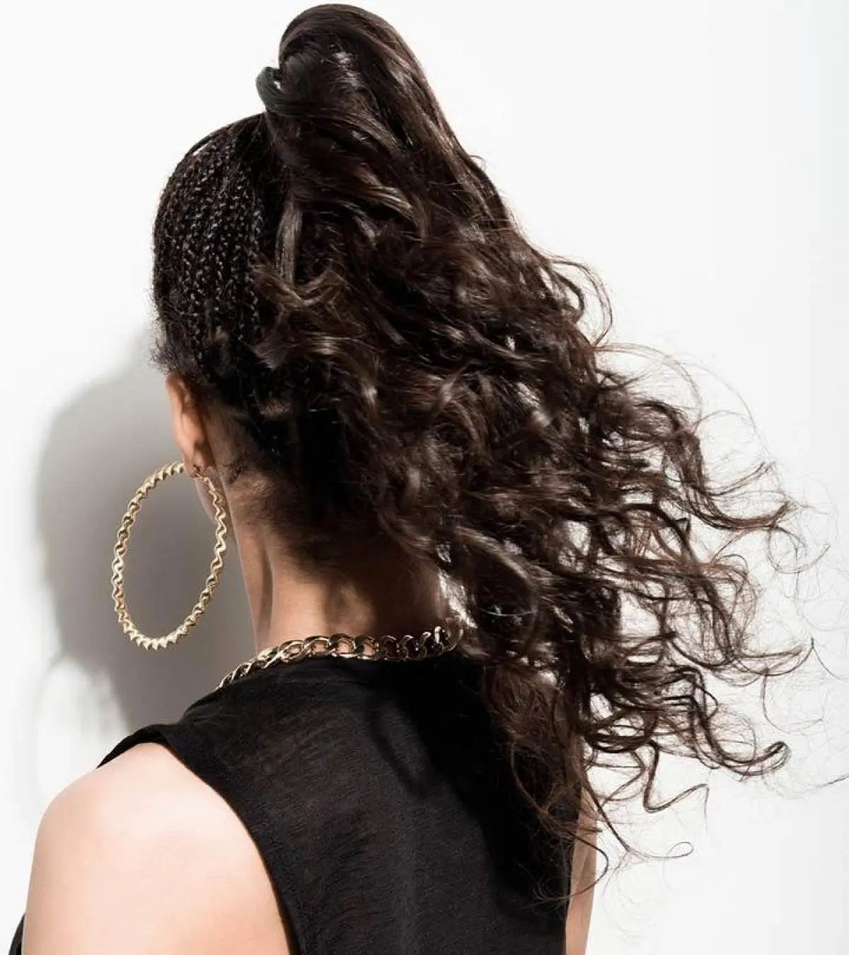 No Bangs Visual Idea No Bangs Visual Idea — Curly High Ponytail