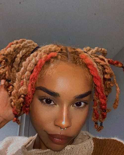 Blonde and Red Highlighted Locs Blonde and Red Highlighted Locs — Red Locs