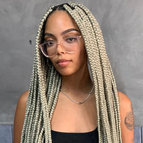 Light Blonde Mid-Back Box Braids — Braid Colors