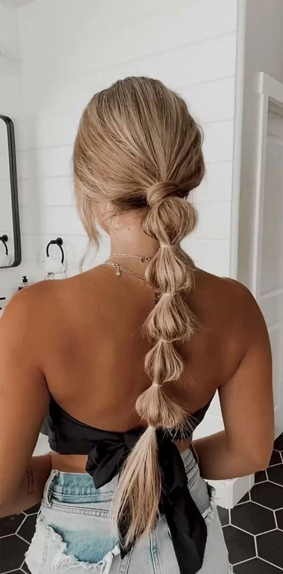 Layers Wavy Blonde Bubble Braid Ponytail Layers Wavy Blonde Bubble Braid Ponytail