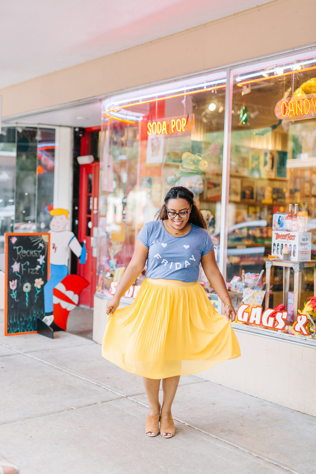 Pastel Tee and Pleated Skirt for a Playful Ensemble — Orlando Outfits