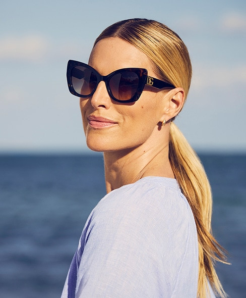 Coastal Chic: Tortoiseshell Cat-Eye Sunglasses with Linen Top — Sunglasses for Oval Face