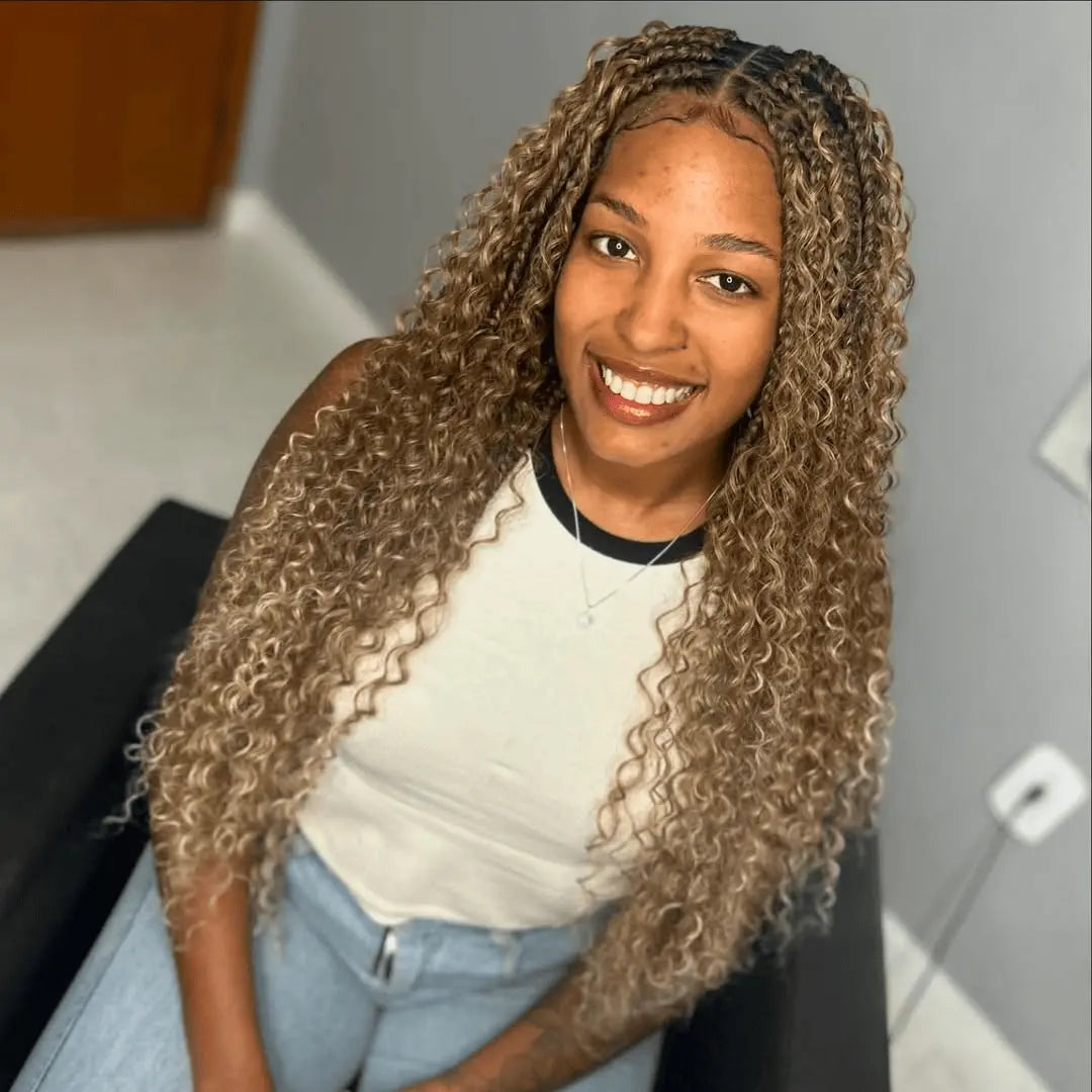 Uniform Honey Blonde Braids with Tight Curls — Braids with Curls