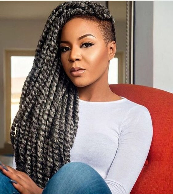 Thick Wavy Gray Twist Braids — Gray Braids