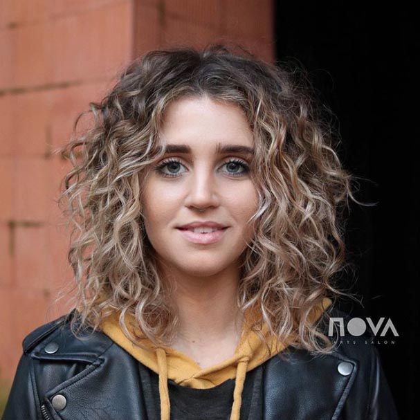 Bob Visual Idea — Balayage Curly Hair