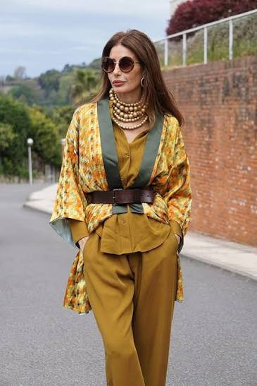 Floral Kimono with Olive Trousers and Belt — Kimonos