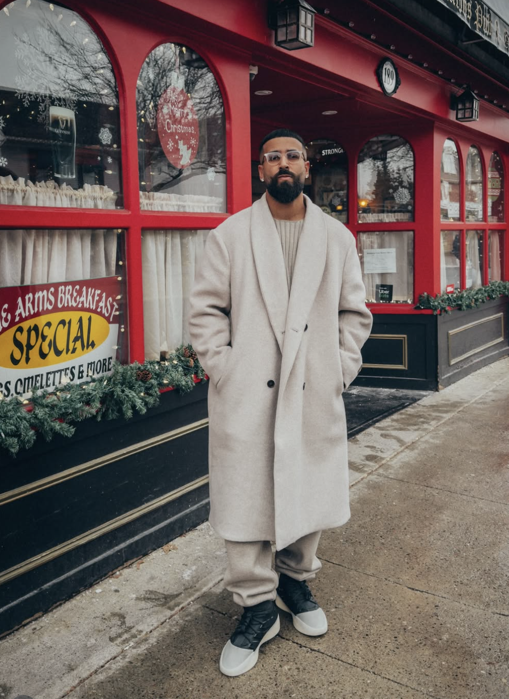 Cream Oversized Coat and Ribbed Knit Set Cream Oversized Coat and Ribbed Knit Set — Outfits for Men