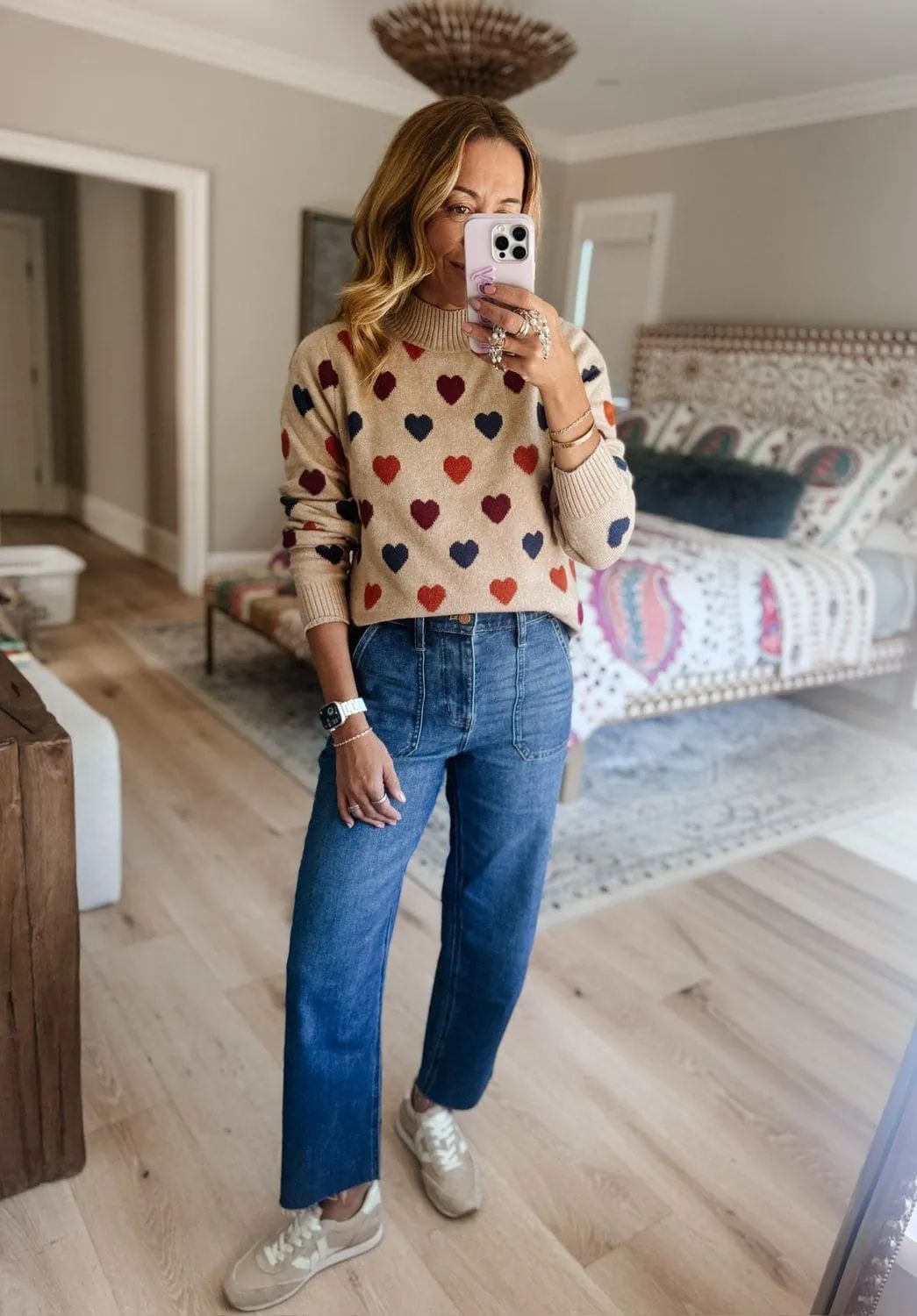 Heart Print Sweater with Wide-Leg Jeans for Playful Casual Heart Print Sweater with Wide-Leg Jeans for Playful Casual — J Crew Outfits
