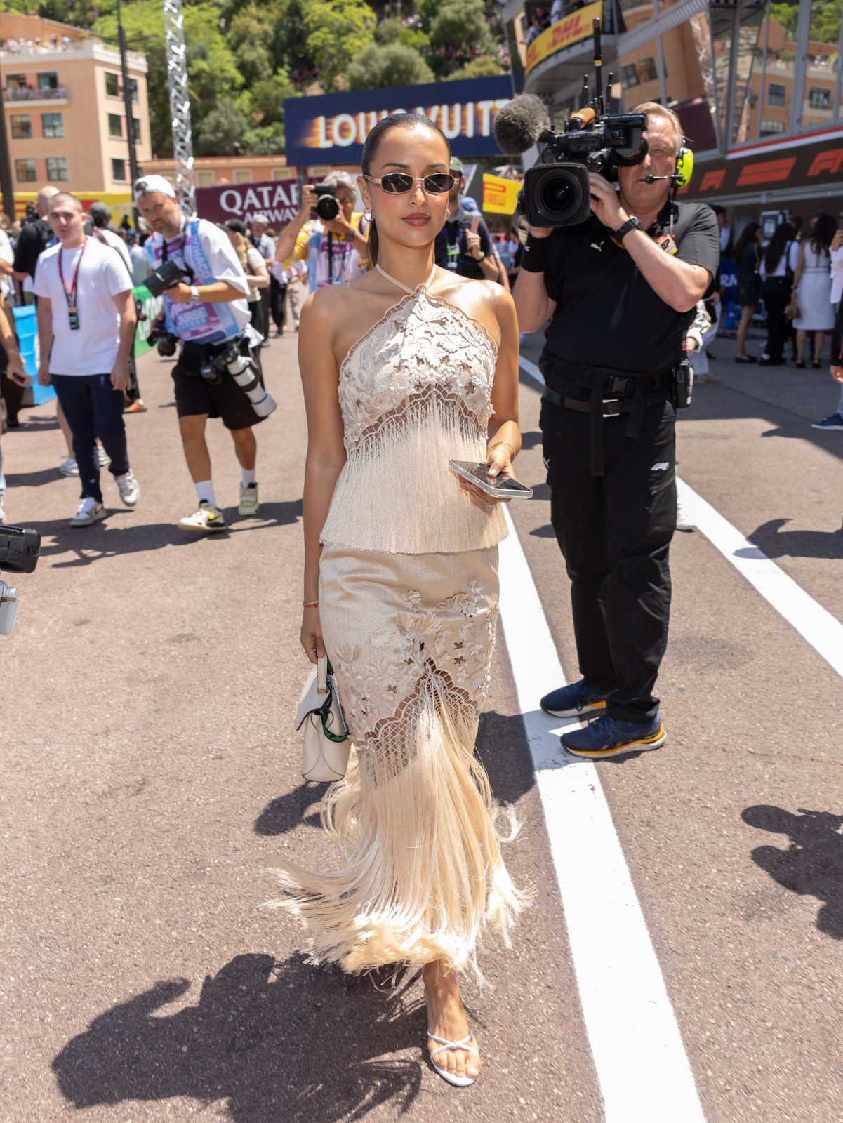 Boho Beige Fringe Set for a Relaxed Trackside Vibe Boho Beige Fringe Set for a Relaxed Trackside Vibe — F1 Race Outfits