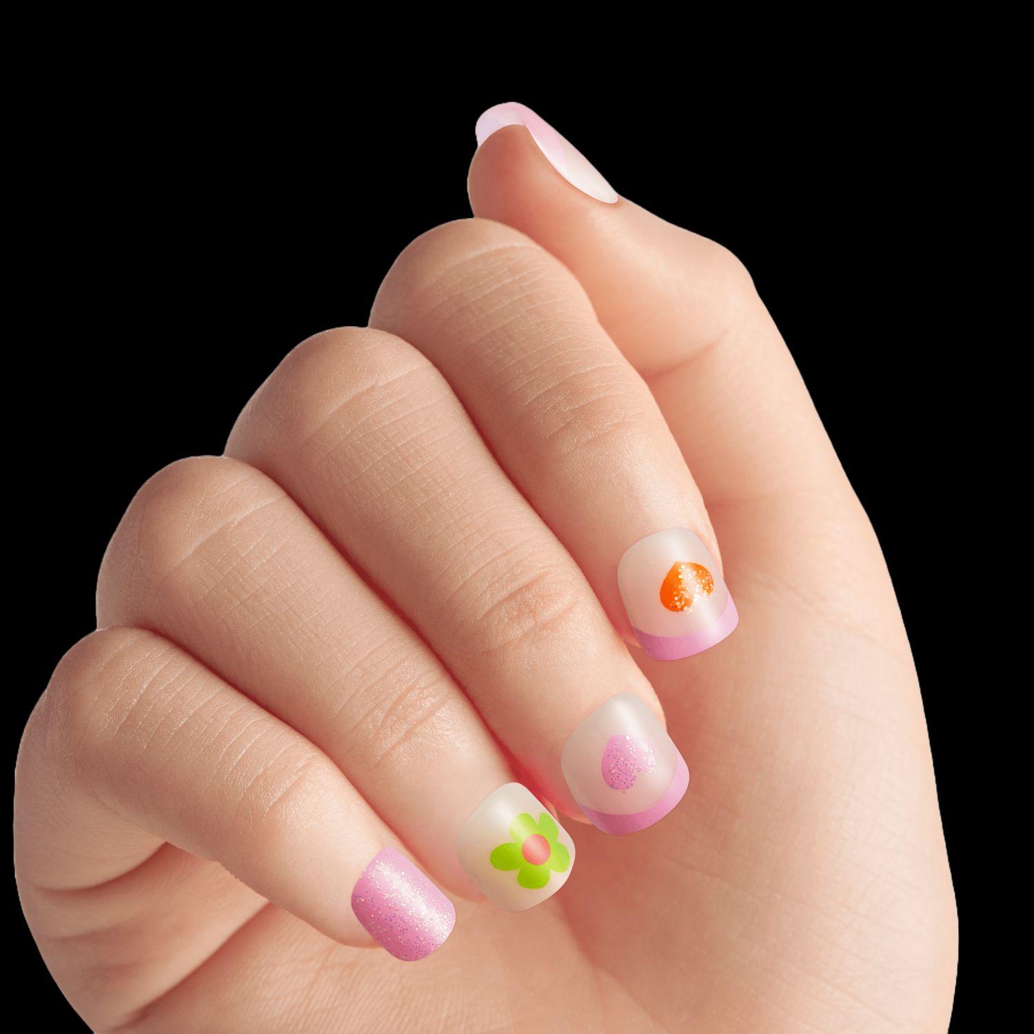 Pastel Mix with Flowers and Glitter — Nails for Little Girls
