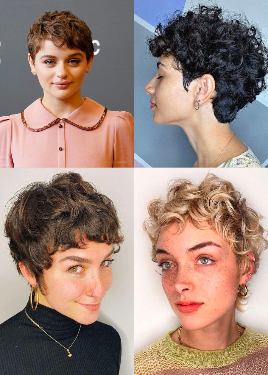 Curly Dark Brown Pixie With Fringe — Pixie Haircuts