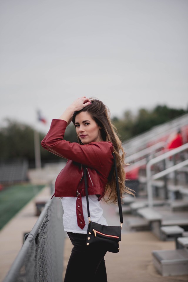 Bold Statement: Red Leather Jacket and Black Pants Bold Statement: Red Leather Jacket and Black Pants — Soccer Game Outfits